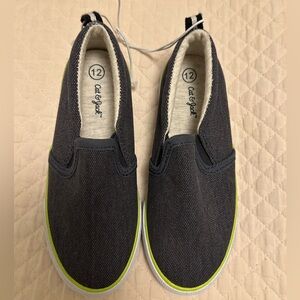 Cat & Jack Kids Slip-On Sneakers - Denim blue with Lime Accents